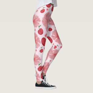Waterverf Kersen Bloemmotief, Mooie Kersen  Leggings