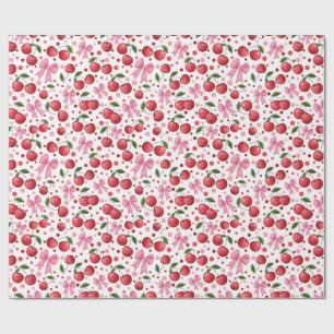 Waterverf kersen en bogen cadeaupapier