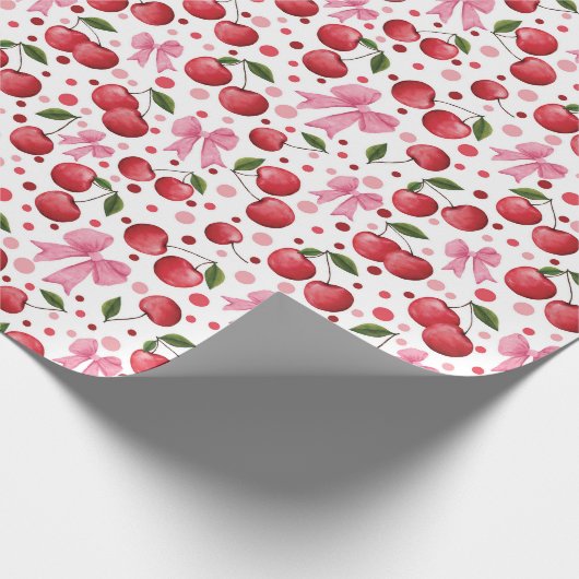 Waterverf kersen en bogen cadeaupapier (Hoek)