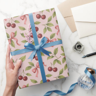 Waterverf Kersen met Boog - Elegant Fruit Cadeaupapier
