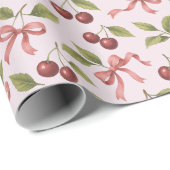 Waterverf Kersen met Boog - Elegant Fruit Cadeaupapier (Rol Hoek)
