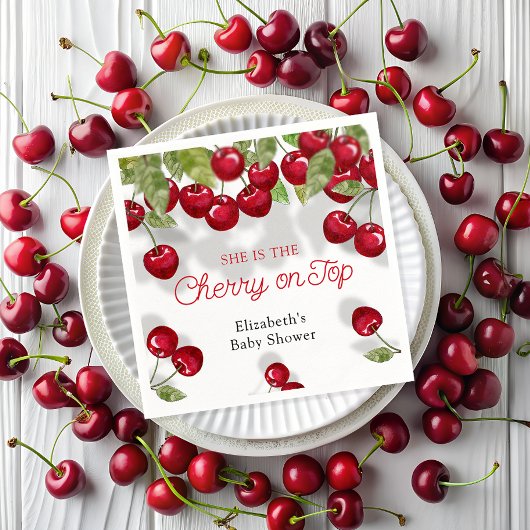 Waterverf kersen op het hoogste moderne Baby showe Servet