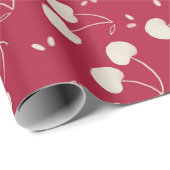 Waterverf Kersen op Rood – Valentijn Cadeaupapier (Rol Hoek)