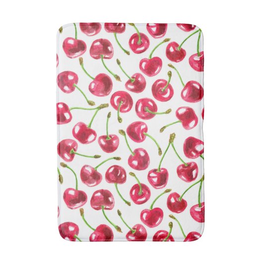 Waterverf kersen patroon badmat (Voorkant Verticaal)