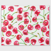 Waterverf kersen patroon cadeaupapier (Vlak)