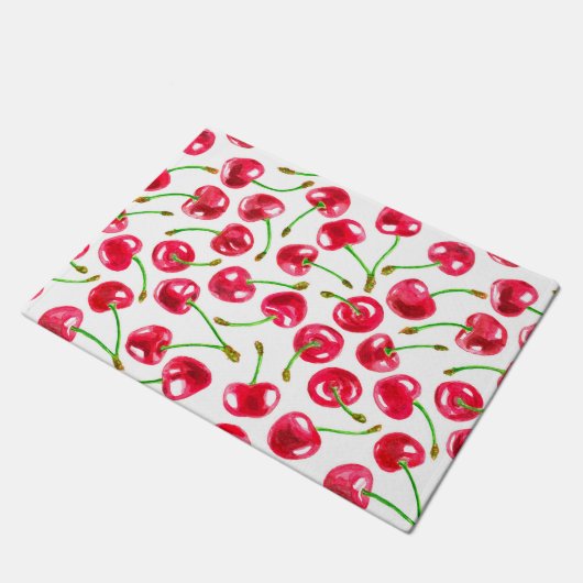 Waterverf kersen patroon deurmat (Schuin)