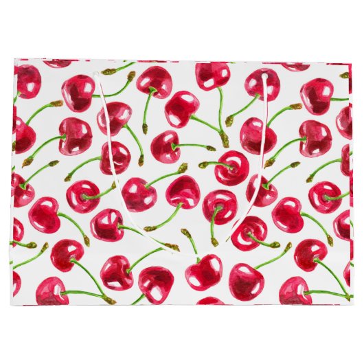 Waterverf kersen patroon groot cadeauzakje (Achterkant)