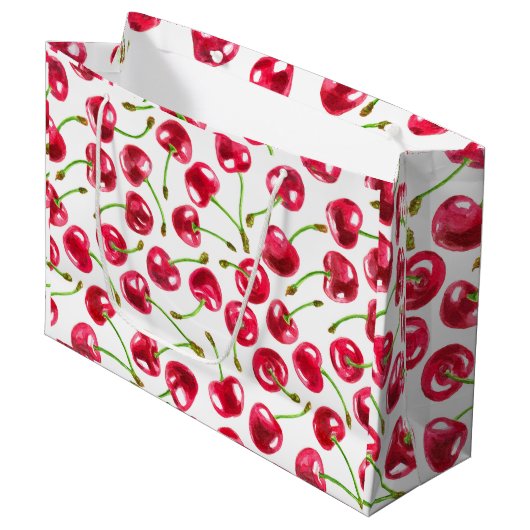 Waterverf kersen patroon groot cadeauzakje (Voorkant Gekanteld)