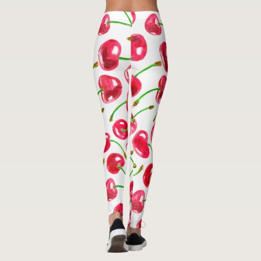 Waterverf kersen patroon leggings (Achterkant)