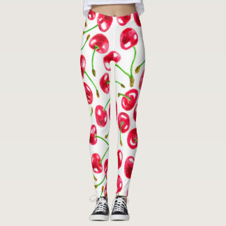 Waterverf kersen patroon leggings