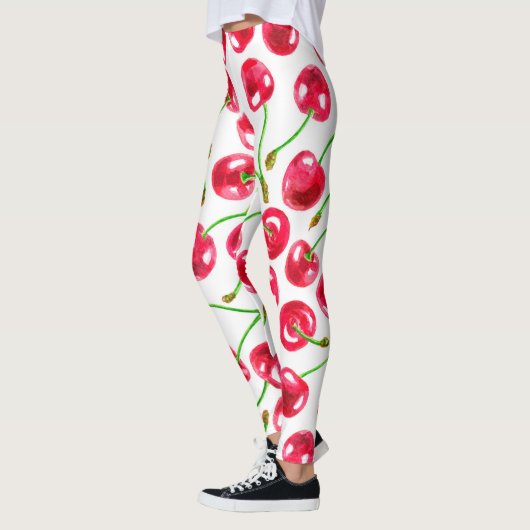 Waterverf kersen patroon leggings (Links)