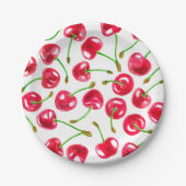 Waterverf kersen patroon papieren bordje (Voorkant)