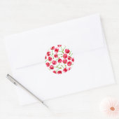 Waterverf kersen patroon ronde sticker (Envelop)
