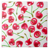 Waterverf kersen patroon tegeltje (Voorkant)