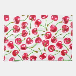 Waterverf kersen patroon theedoek