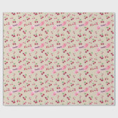 Waterverf Kersen Schattigee grillige gepersonalise Cadeaupapier (Vlak)