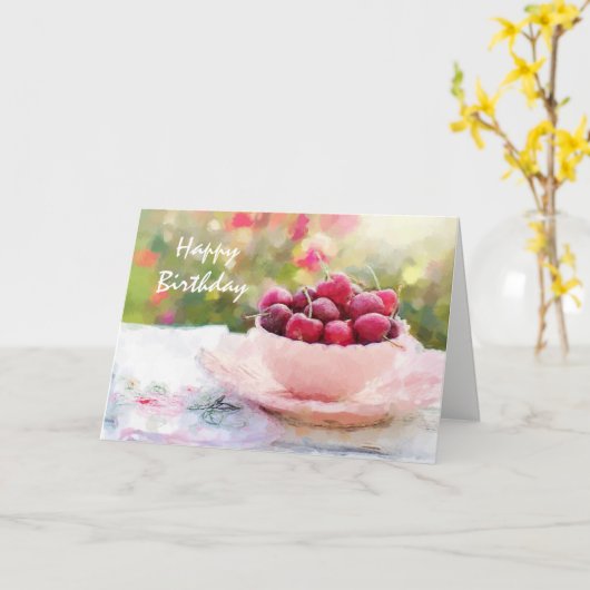 Waterverf Kersen Voeg Leeftijd Leuke Verjaardag Gr Kaart (Gele Bloem)