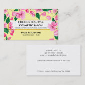 Waterverf kersenbloem roze gele salon visitekaartje (Voorkant / Achterkant)