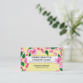 Waterverf kersenbloem roze gele salon visitekaartje (Staand voorkant)