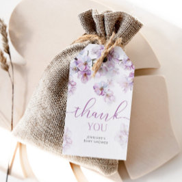 Waterverf kersenbloesem baby shower cadeaulabel