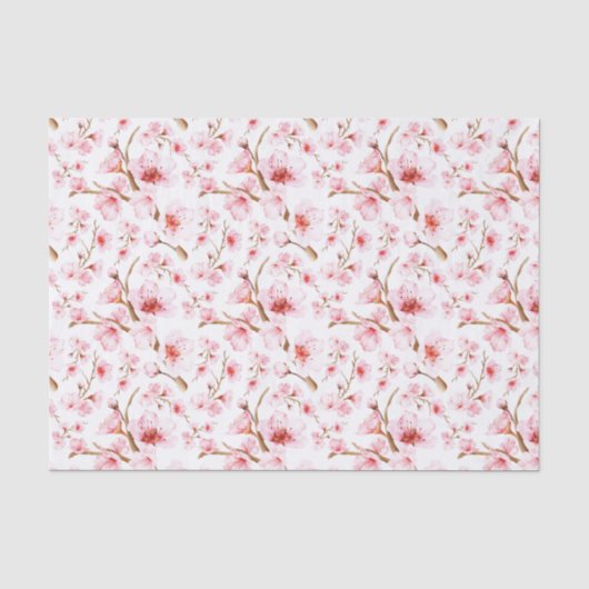 Waterverf Kersenbloesem | Bloemendecor Roze Wit Tissuepapier (Voorkant)