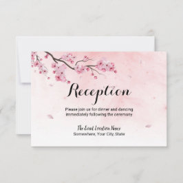 Waterverf Kersenbloesem Bloemige Trouwreceptie Kaart