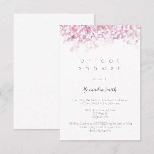 Waterverf kersenbloesem bruidsdouche uitnodiging (Voorkant / Achterkant)