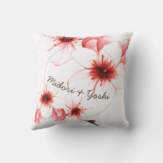 Waterverf kersenbloesem bruiloft kussen (Achterkant)