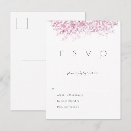 Waterverf kersenbloesem bruiloft RSVP briefkaarten (Voorkant / Achterkant)