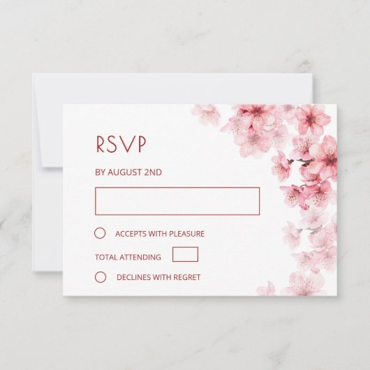 Waterverf Kersenbloesem Bruiloft RSVP Kaartje (Voorkant)