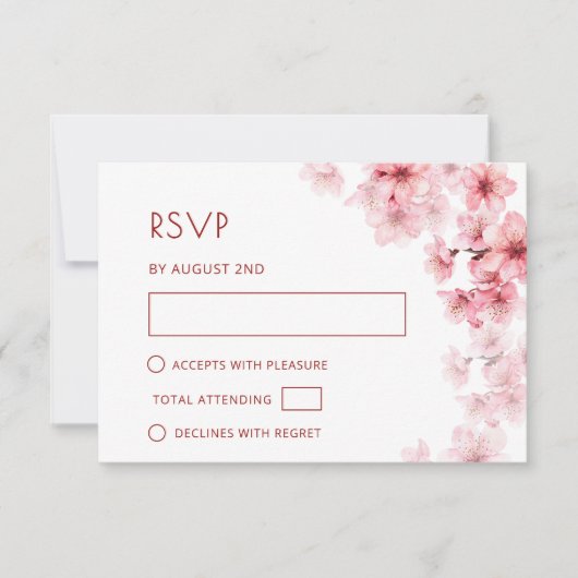 Waterverf Kersenbloesem Bruiloft RSVP Kaartje (Voorkant)