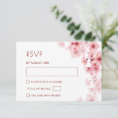 Waterverf Kersenbloesem Bruiloft RSVP Kaartje (Staand voorkant)