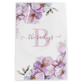 Waterverf Kersenbloesem Geschenktas met Monogram Medium Cadeauzakje (Voorkant)