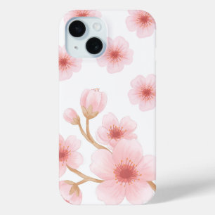 Waterverf Kersenbloesem Japan Roze Bloem iPhone 15 Case