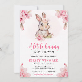 Waterverf Kersenbloesem Konijn Baby Shower Kaart