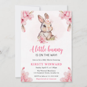Waterverf Kersenbloesem Konijn Baby Shower Kaart
