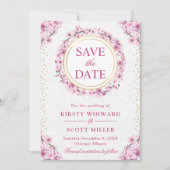 Waterverf Kersenbloesem Krans Trouwen Save The Date (Voorkant)
