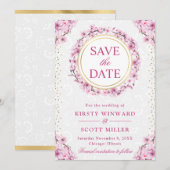 Waterverf Kersenbloesem Krans Trouwen Save The Date (Voorkant / Achterkant)