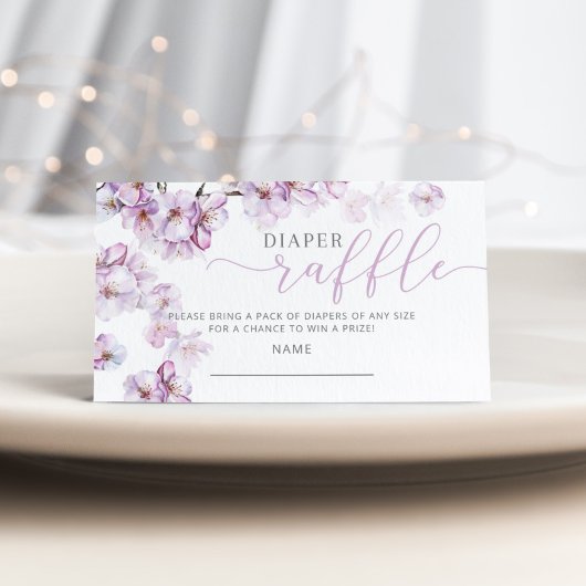 Waterverf kersenbloesem luier loterij ticket informatiekaartje