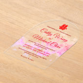 Waterverf kersenbloesem moderne Chinese bruiloft Acryl Uitnodigingen (Laagn)