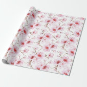 Waterverf Kersenbloesem Patroon Cadeaupapier (Uitgerold)