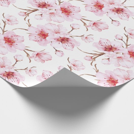 Waterverf Kersenbloesem Patroon Cadeaupapier (Hoek)
