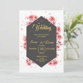 waterverf kersenbloesem uitnodiging (Staand voorkant)