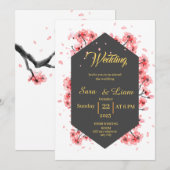 waterverf kersenbloesem uitnodiging (Voorkant / Achterkant)