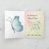 Waterverf Kersenbloesem Vlinders Bedankkaart (Binnen)