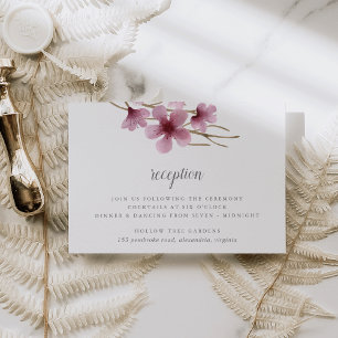 Waterverf Kersenbloesems Huwelijksreceptie Kaart
