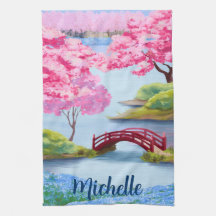 Waterverf Kersenbloesems Lente Japanse Tuin
