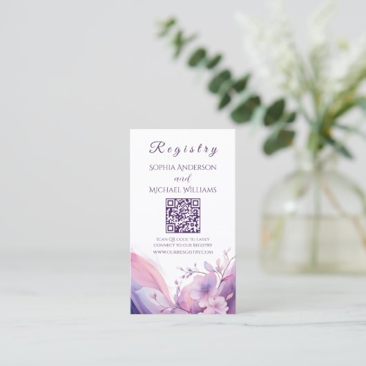 Waterverf Kersenbloesems - Registry-Honeymoon Visitekaartje (Staand voorkant)