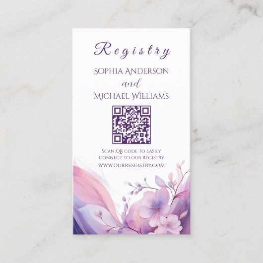 Waterverf Kersenbloesems - Registry-Honeymoon Visitekaartje (Voorkant)