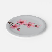 Waterverf Kersenbloesems Roze Grijs Papieren Bordje (Gekanteld)